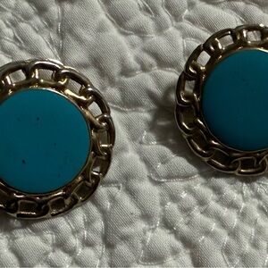 Vintage Turquoise and Gold Statement Earrings